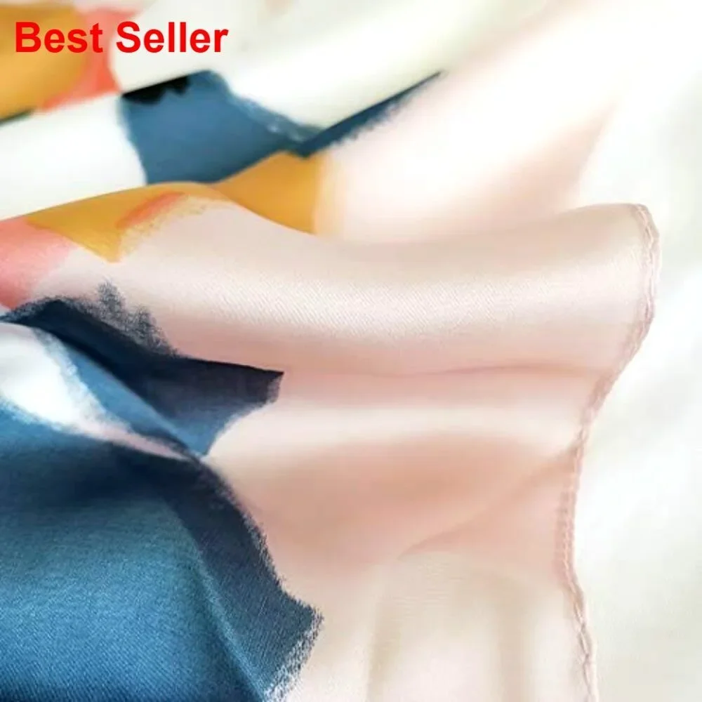 Silk Feeling Satin Scarf Medium Square 27.5x27.5 Inches